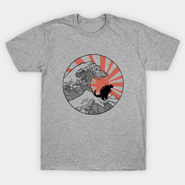 The great wave of Godzilla rising sun T-Shirt by Chewbarber